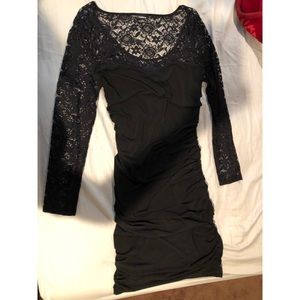 Black Bodycon Dress Lacey Sleeves